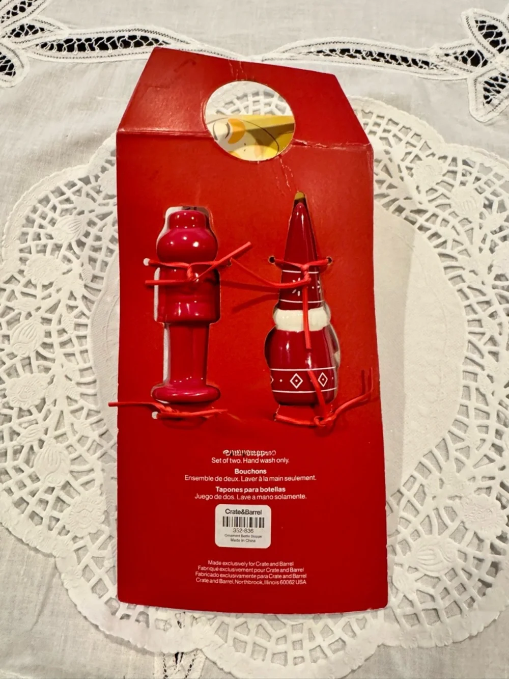Crate&Barrel Ceramic Gnome & Nutcracker Wine Bottle Stoppers - Set of 2